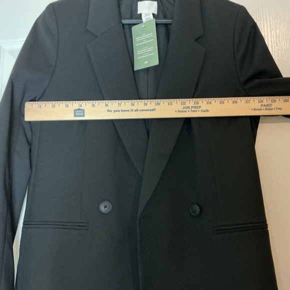 H&M Black Double Breasted Blazer Business Career Interview Jacket - Picture 6 of 7
